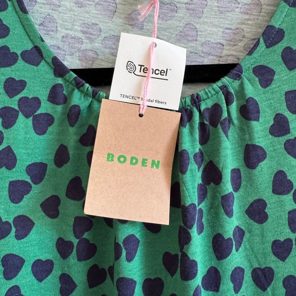 Boden NWT Alexandra Jersey Midi Dress Green Navy Hearts size US 14 R - Picture 7 of 15